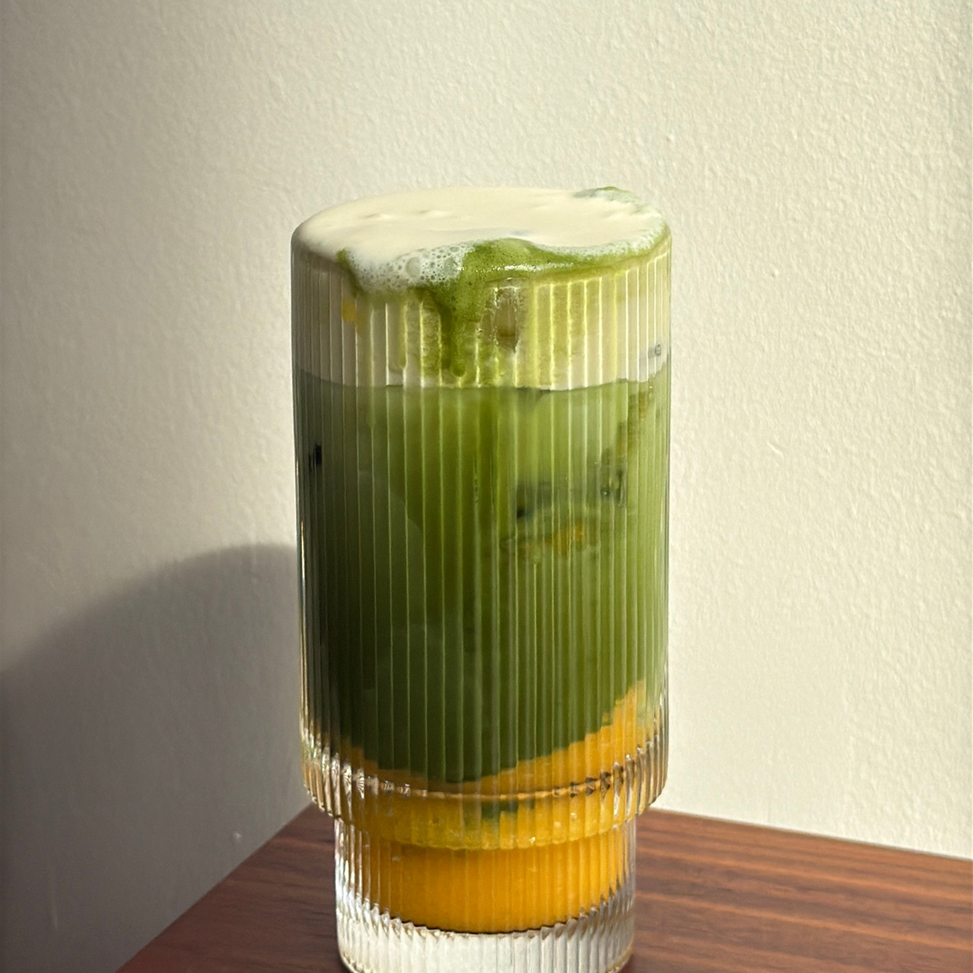 Velvet Peach Iced Matcha