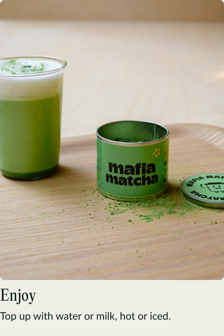 Enjoy: top up with water or milk, hot or iced